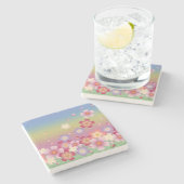 Mixed Sakura Blüten Kimono-Regenbogen Steinuntersetzer (Seitenansicht)