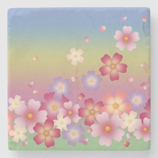 Mixed Sakura Blüten Kimono-Regenbogen Steinuntersetzer (Vorderseite)
