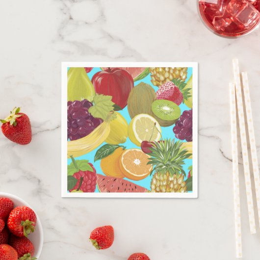 Mixed Tropical Fruit Illustration Pattern Serviette (Beispiel)