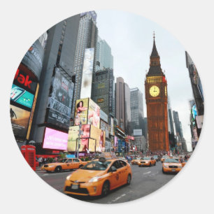 Mixed Up World! - New York City & London Runder Aufkleber