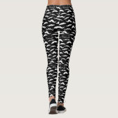 Mixed White Mustaches Black Pattern Leggings (Rückseite)