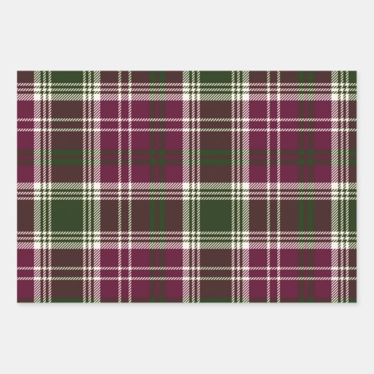 Mixed Winter Weihnachten Karierte Muster Geschenkpapier Set (Vorderseite 2)