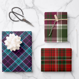 Mixed Winter Weihnachten Karierte Muster Geschenkpapier Set