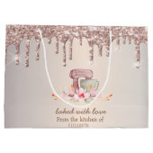 Mixer Blume Rose Gold Glitzer Tropfen Bäckerei Große Geschenktüte (Rückseite)