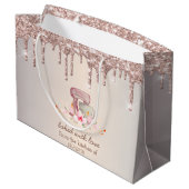 Mixer Blume Rose Gold Glitzer Tropfen Bäckerei Große Geschenktüte (Rückseite Schrägansicht)