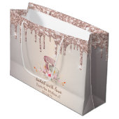 Mixer Blume Rose Gold Glitzer Tropfen Bäckerei Große Geschenktüte (Vorderseite Schrägansicht)