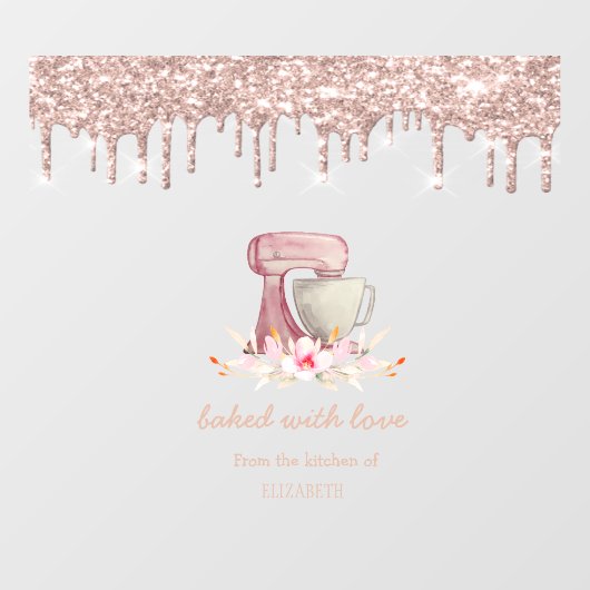 Mixer Blume Rose Gold Tropfen Bäckerei Fensteraufkleber (Blatt)