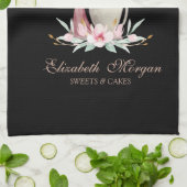 Mixer Blume Rose Gold Tropfen Bäckerei Schwarz Geschirrtuch (Gefaltet)