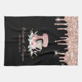 Mixer Blume Rose Gold Tropfen Bäckerei Schwarz Geschirrtuch (Horizontal)