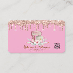 Mixer-Blume Rose Gold-Tropfen QR-Code rosa Visitenkarte