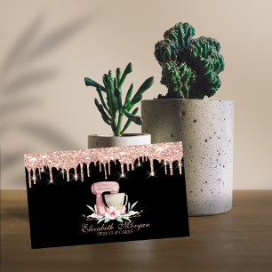 Mixer-Blume Rose Gold-Tropfen Schwarzes Logo Visitenkarte