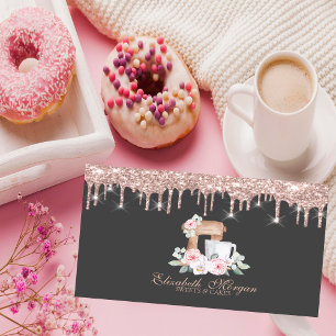Mixer Blumen Rose Gold Tropfen Bäckerei Geschäft Visitenkarte