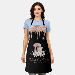 Mixer Blumen Rose Gold Tropfen Bäckerei Schwarz Schürze
