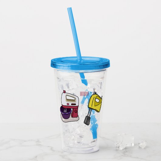 Mixer-Cartoon-Abbildung Acryltrinkbecher (Vorderseite Ice)
