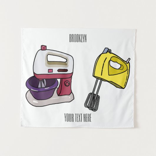 Mixer-Cartoon-Abbildung Wandteppich (Vorderseite (Horizontal))