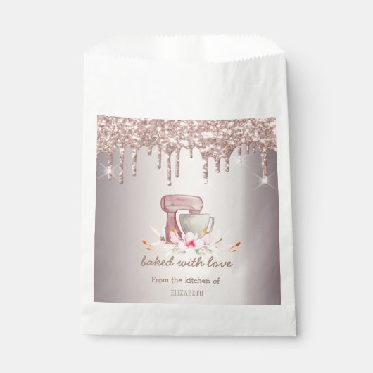 Mixer Flowers Rose Gold Glitter Drips Bakery Geschenktütchen (Vorderseite)