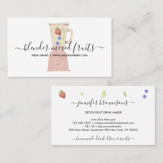 Mixer Frucht Gemischte Getränke Frischsaft Visitenkarte (Vorne/Hinten)