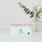 Mixer Hearts Flowers Rose Gold Drips QR Code Visitenkarte (Stehend Vorderseite)