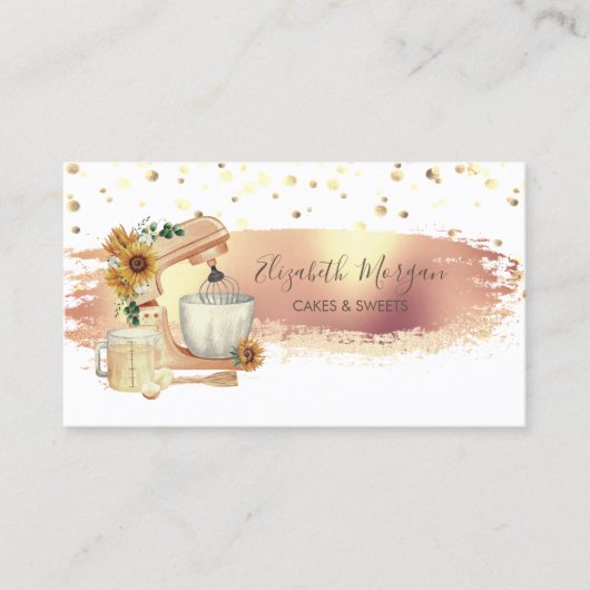 Mixer Sonnenblumen, Goldpunkte, Pinselstriche Visitenkarte (Vorderseite)