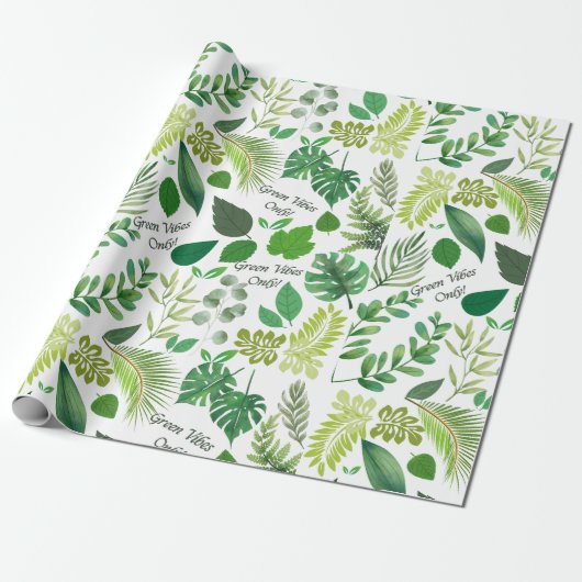 MixGreen Leaf Gemustert Geschenkpapier (Ungerollt)
