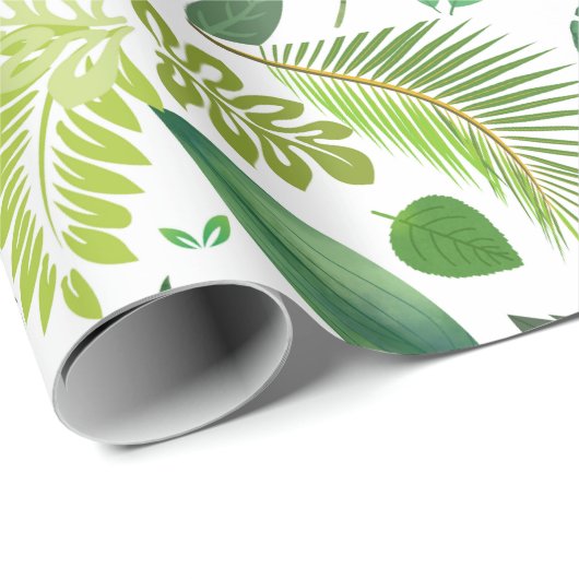 MixGreen Leaf Gemustert Geschenkpapier (Rolleneckpunkt)