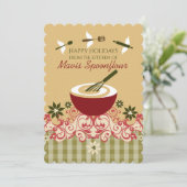 Mixing Bowl flüstert Utensilien Weihnachtskarte Feiertagskarte (Stehend Vorderseite)