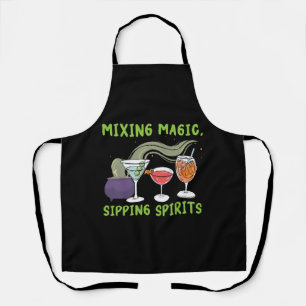 Mixing Magic Sipping Spirits Barkeeper Halloween Schürze