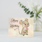 Mixmaus mit Blümchen Postkarte (Stehend Vorderseite)