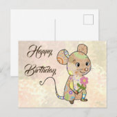 Mixmaus mit Blümchen Postkarte (Vorne/Hinten)