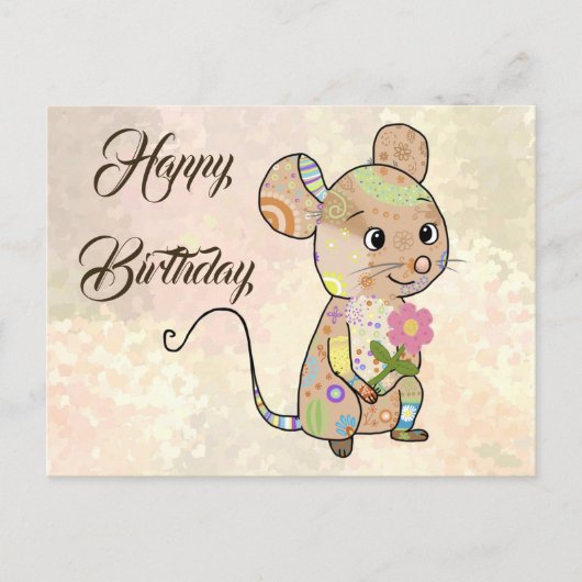 Mixmaus mit Blümchen Postkarte (Vorderseite)