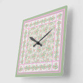 Mix'n'Match Pink Dogrose Muster Wall Clock Quadratische Wanduhr (Winkel)