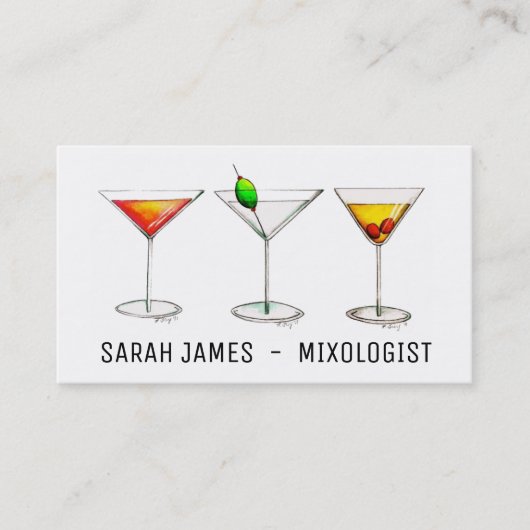 Mixologe Barkeeper Cocktail Cosmo Martini Drinks Visitenkarte (Vorderseite)