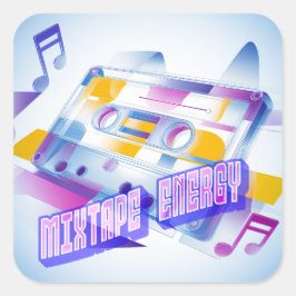 Mixtape-Energie Quadratischer Aufkleber
