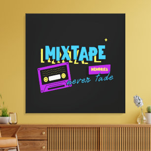 Mixtape-Erinnerungen Retro-Kassette Nostalgie Leinwanddruck