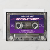 Mixtape Kassette Retro 80er Neon Lila Party Einladung (Vorderseite)