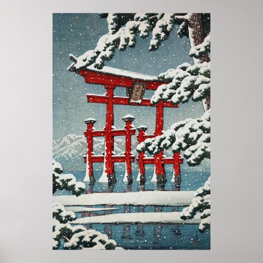 Miyajima in Snow Hasui Kawase Poster Print (Vorne)