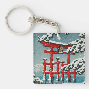 Miyajima Snow Hasui Kawase Torii Gate Art Schlüsselanhänger