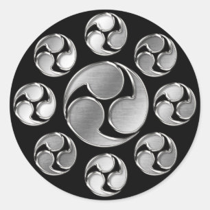 Miyamoto Family Kamon Silver Chrome Runder Aufkleber