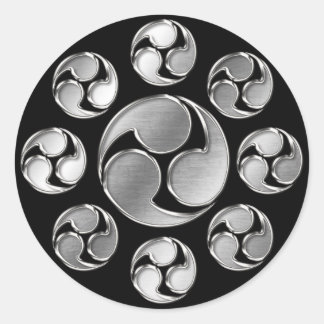 Miyamoto Family Kamon Silver Chrome Runder Aufkleber