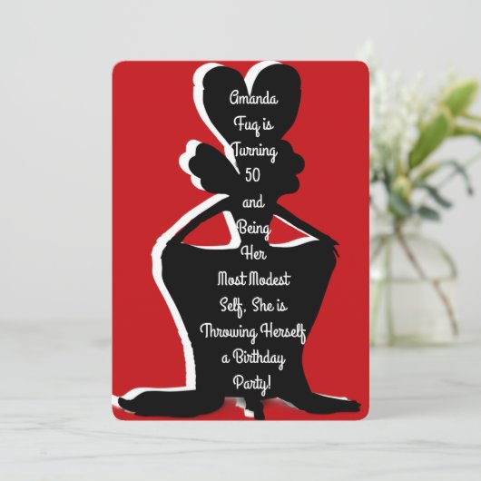 Miz Modesty Drag Queen Birthday Einladung (Stehend Vorderseite)