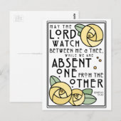 Mizpah | Art Nouveau Yellow Roses Postkarte (Vorne/Hinten)