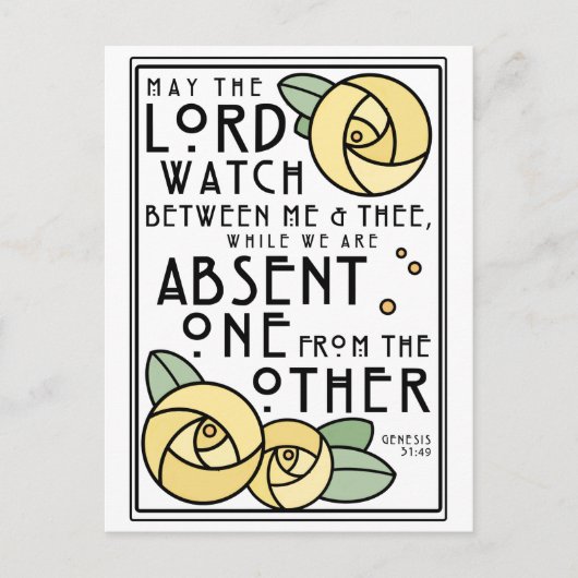 Mizpah | Art Nouveau Yellow Roses Postkarte (Vorderseite)