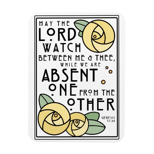 Mizpah Blessing | Gelbe Rosen | Art Nouveau Style Magnet (Vertikal)