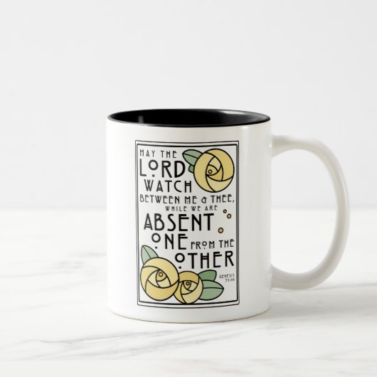 Mizpah Blessing | Yellow Glasgow Rose Zweifarbige Tasse (Rechts)