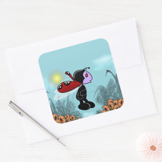 Mizz Ladybug Quadratischer Aufkleber (Umschlag)