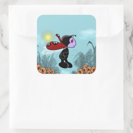 Mizz Ladybug Quadratischer Aufkleber (Tasche)