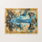 Mjölner Thors Hammer mit Blitz Puzzle (Horizontal)