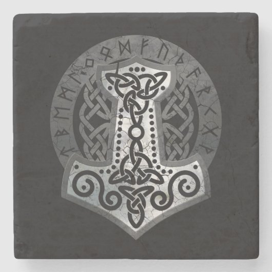 Mjolnir - der Hammer von Thor Steinuntersetzer (Vorderseite)