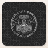 Mjolnir - Der Hammer von Thor und Baum des Lebens Rechteckiger Pappuntersetzer (Vorderseite)