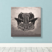 Mjolnir Der Hammer von Thor und Raben Leinwanddruck (Insitu (Holzboden))